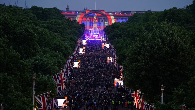 Duran Duran performs at the Palace Platinum Party in front of Buckingham Palace, London, on the third day of the Platinum Year Celebrations for Queen Elizabeth II.  Date taken: Saturday, June 4, 2022.