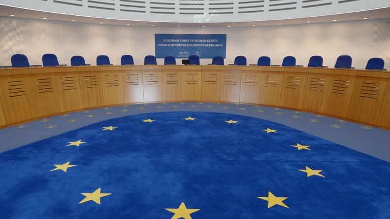 The courtroom of the European Court of Human Rights. Pic: AP