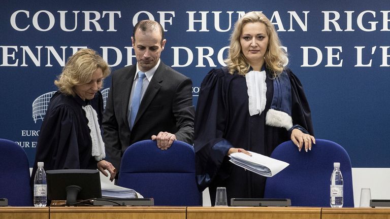 Judges in the European Court of Human Rights serve a nine-year term, like these from France (left) and Ukraine (right). Pic: AP