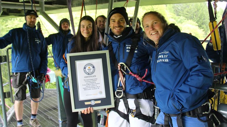 Francois-Marie Dibon&#39;s successful breaking of the world bungee jumping record in Perthshire, Scotland
from : Kenneth@heartlandmediapr.co.uk