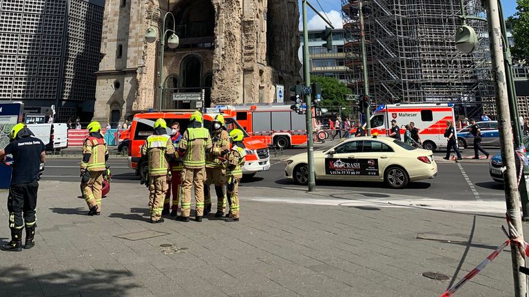 Social Media Pictures from the scene after a car  drove into a crowd in Rankestrasse near the main shopping district&#39;s Breitscheidplatz, Berlin, Germany