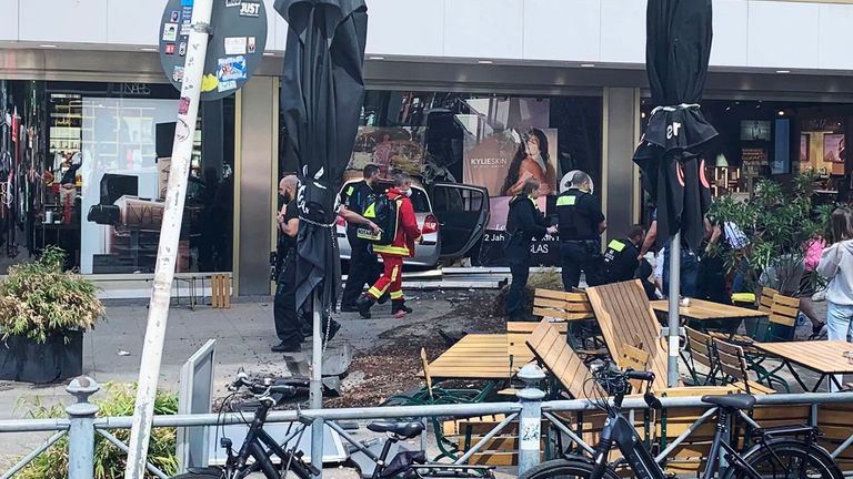 Social Media Pictures from the scene after a car  drove into a crowd in Rankestrasse near the main shopping district&#39;s Breitscheidplatz, Berlin, Germany