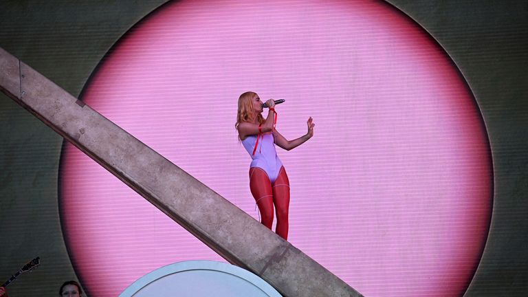 Lorde performs on the Pyramid stage at Worthy Farm in Somerset during the Glastonbury Festival in Britain, June 26, 2022. REUTERS/Dylan Martinez
