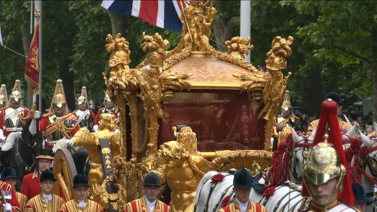 Queen hologram in Gold State Coach as Platinum Jubilee pageant takes place in London