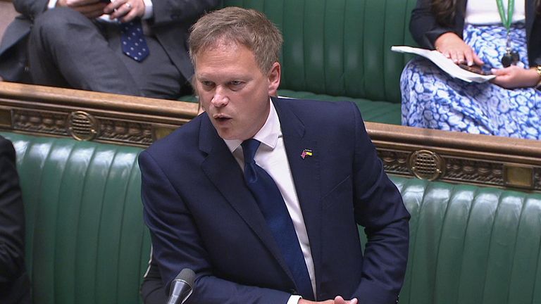 Grant Shapps during his RMT strike motion in the House Of Commons