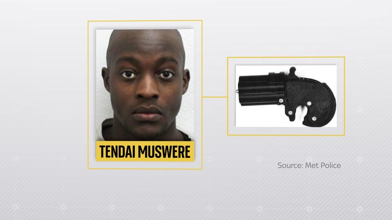 Tendai Muswere was the first person thought to have been convicted over a 3D printed gun in 2019. Pic: Met Police