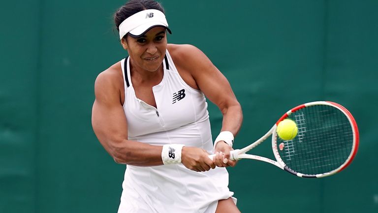 Heather Watson in action during her Ladies singles second round match against Qiang Wang during day four of the 2022 Wimbledon Championships at the All England Lawn Tennis and Croquet Club, Wimbledon. Picture date: Thursday June 30, 2022.
