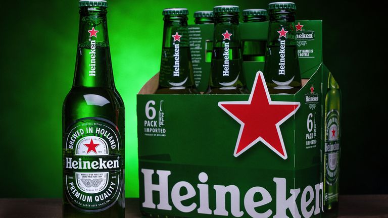 Bottles of Heineken beer are photographed in Washington, Sunday, April 1, 2018. (AP Photo/J. David Ake)