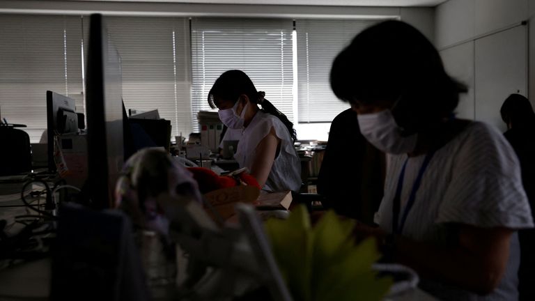 Japan's METI building is dimly lit to save power Pic: Reuters