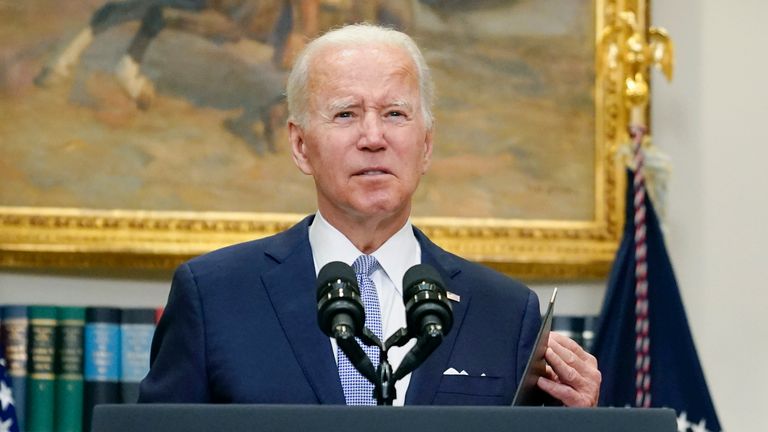 President Joe Biden speaks before signing into law S. 2938, the Bipartisan Safer Communities Act gun safety bill, in the Roosevelt Room of the White House in Washington, Saturday, June 25, 2022. First lady Jill Biden looks on at right. (AP Photo/Pablo Martinez Monsivais)