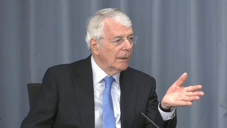The Former Prime Minister Sir John Major has appeared at the Infected Blood Inquiry 