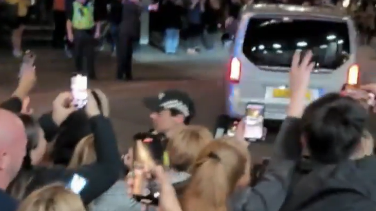 Fans wait for Johnny Depp after a concert in Glasgow
