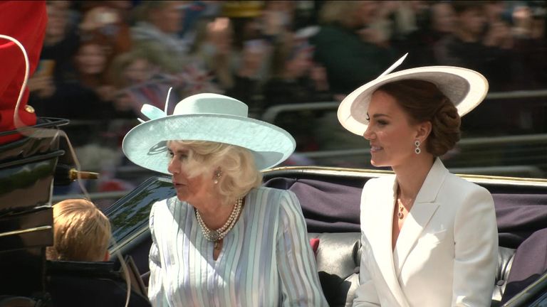 Camilla and Kate arrive at Trooping the Colour