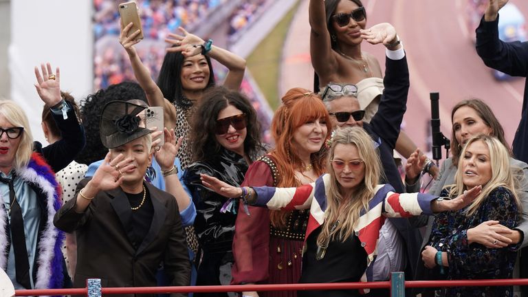 Kate Moss, Naomi Campbell and Patsy Kensit attend the Platinum Jubilee Pageant, marking the end of the celebrations for the Platinum Jubilee of Britain&#39;s Queen Elizabeth, in London, Britain, June 5, 2022. Leon Neal/Pool via REUTERS
