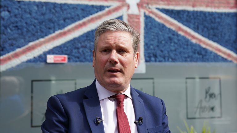 Labour leader Sir Keir Starmer on the Wakefield by-election campaign trail with Labour candidate Simon Lightwood. Picture date: Monday June 13, 2022.
