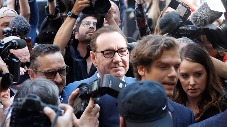 Actor Kevin Spacey arrives at Westminster Magistrates Court after being charged over allegations of sex offences, in London, Britain, June 16, 2022. REUTERS/Henry Nicholls