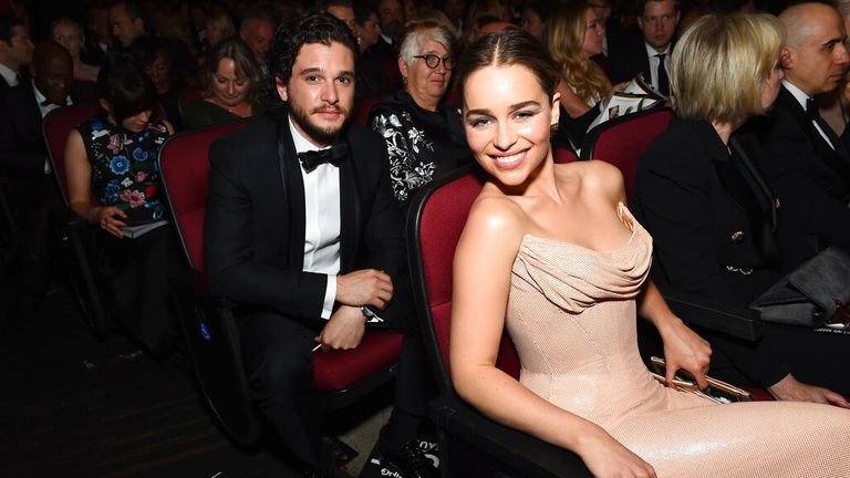 Kit Harington and Emilia Clarke at the Emmys in 2016