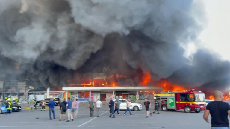 Kremenchuk  Russian missiles hit crowded shopping mall in central Ukraine