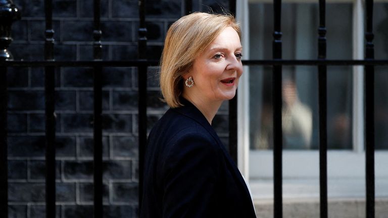 British Foreign Secretary Liz Truss arrives for a cabinet meeting at 10 Downing Street, in London, Britain, June 14, 2022. REUTERS/Peter Nicholls
