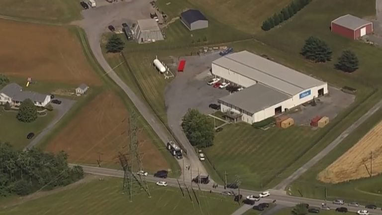 Shooting at factory in Maryland, US, three people killed. Picture: NBC$ Washington