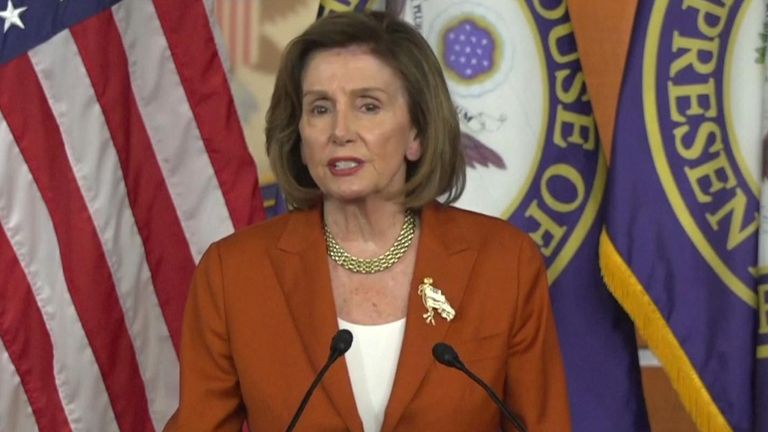 Senior Democrat Nancy Pelosi criticised the &#39;hypocrisy&#39; of the Supreme Court&#39;s decisions following its rulings on abortion rights and gun rights. Pic: AP