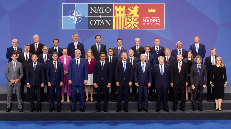 NATO heads of states and governments pose for a photo during a NATO summit in Madrid, Spain June 29, 2022. REUTERS/Susana Vera
