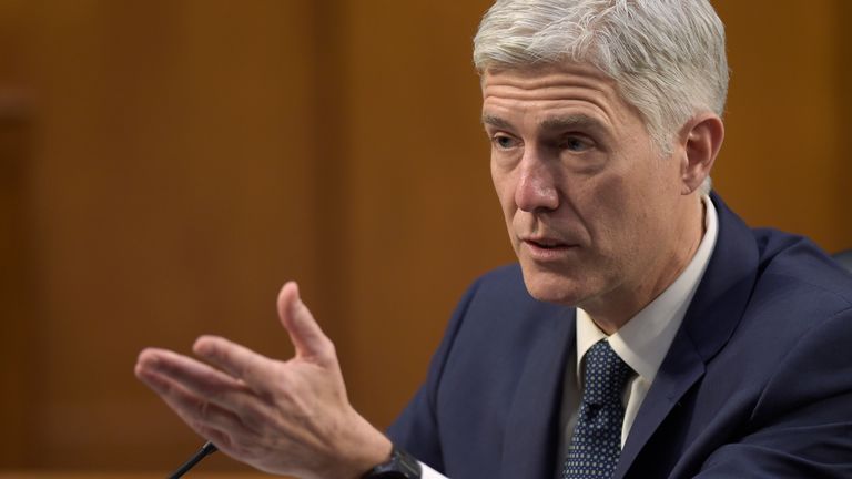 Supreme Court nominee Neil Gorsuch testifies Wednesday, March 22, 2017 during his confirmation hearing before the Senate Judiciary Committee on Capitol Hill in Washington.  (AP Photo/Susan Walsh)