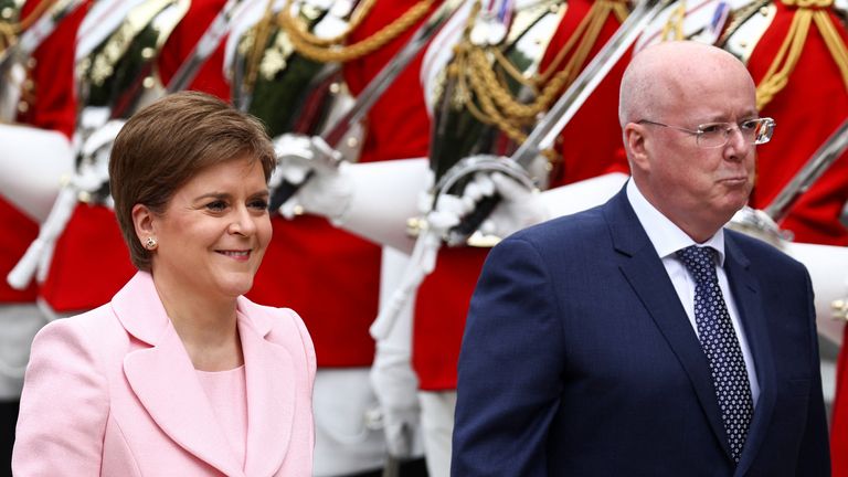 Scottish First Minister Nicola Sturgeon and her husband Peter Murrell arrive for the National Service of Thanksgiving at St Paul&#39;s Cathedral, London, on day two of the Platinum Jubilee celebrations for Queen Elizabeth II. Picture date: Friday June 3, 2022.
