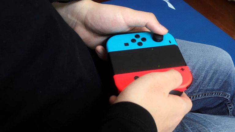 The distinctive Nintendo Switch controller.  Photo: Reuters