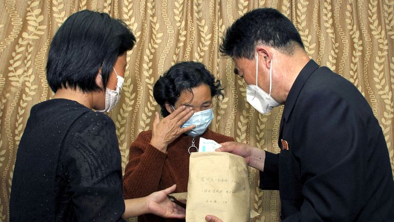 FILE PHOTO: North Korean leader Kim Jong Un sends home-prepared medicines to households in Haeju City in this photo released by the country's Korean Central News Agency on June 16, 2022. KCNA via REUTERS ATTENTION EDITORS - THIS IMAGE WAS PROVIDED BY A THIRD PARTY. REUTERS IS UNABLE TO INDEPENDENTLY VERIFY THIS IMAGE. NO THIRD PARTY SALES. SOUTH KOREA OUT. NO COMMERCIAL OR EDITORIAL SALES IN SOUTH KOREA./File Photo