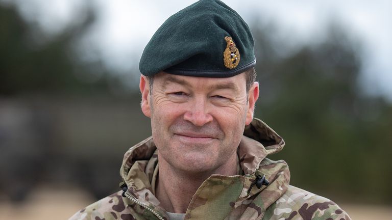 Commander of Strategic Command, General Sir Patrick Sanders after a live exercise demonstration at Bovington Camp in Dorset. Picture date: Friday March 19, 2021. PA Photo. See PA story DEFENCE Review. Photo credit should read: Andrew Matthews/PA Wire