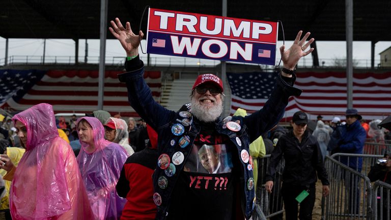 A Donald Trump supporter at a campaign rally in Greensburg, Pennsylvania