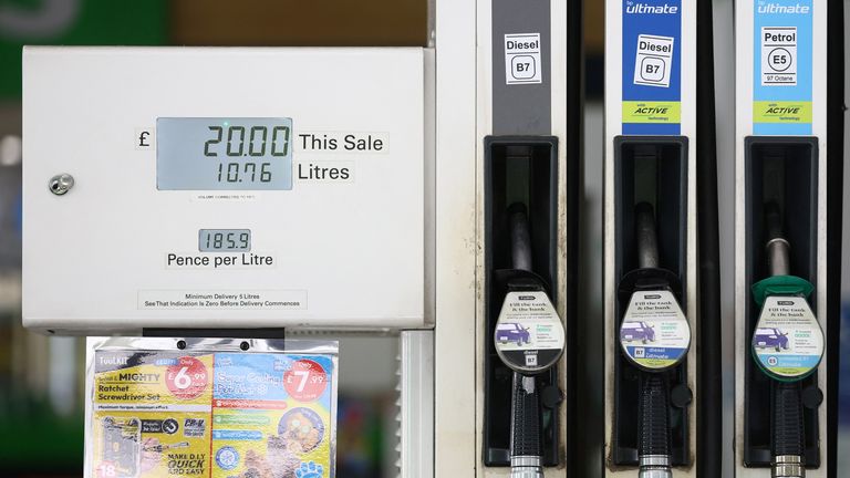 Increased petrol prices are displayed at a filling station in central London, Britain, June 8, 2022. REUTERS/Hannah McKay
