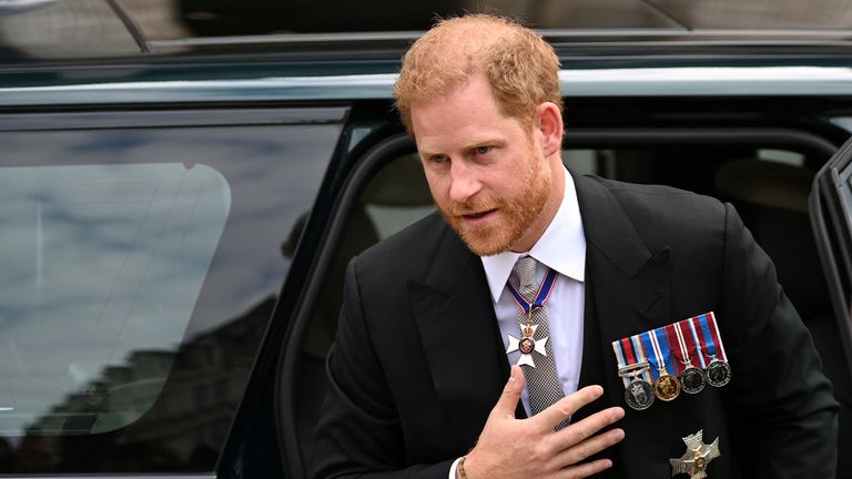 Britain&#39;s Prince Harry arrives to attend the National Service of Thanksgiving held at St Paul&#39;s Cathedral during the Queen&#39;s Platinum Jubilee celebrations 