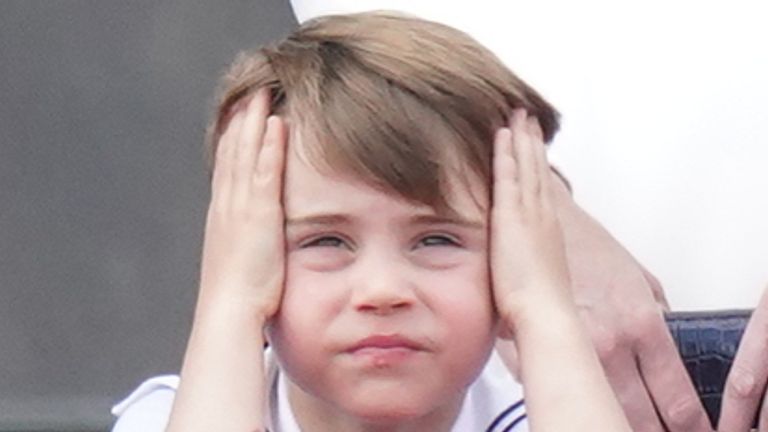 Prince Louis on the balcony of Buckingham Palace, to view the Platinum Jubilee flypast, on day one of the Platinum Jubilee celebrations. Picture date: Thursday June 2, 2022.
