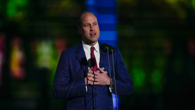 Prince William speaks to the crowd during the Platinum Jubilee concert taking place in front of Buckingham Palace, London, Saturday June 4, 2022, on the third of four days of celebrations to mark the Platinum Jubilee. The events over a long holiday weekend in the U.K. are meant to celebrate Queen Elizabeth II's 70 years of service. 
PIC:AP