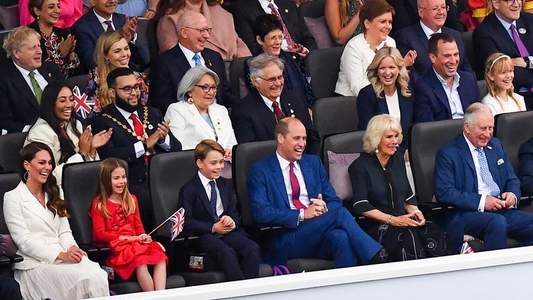 From left to right: Kate, Charlotte, George, William, Camilla and Charles