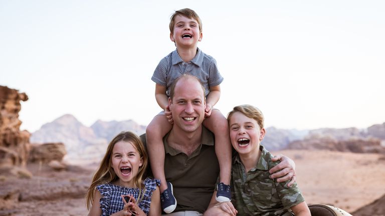 Prince William with George, Charlotte and Louis. Pic: Kensington Palace