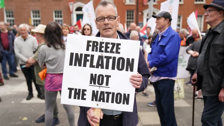 Campaigners taking part in the Dublin march over the weekend want higher government spending to help with rising living costs