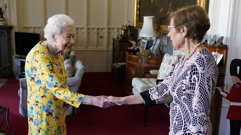Queen Elizabeth receiving the governor of New South Wales