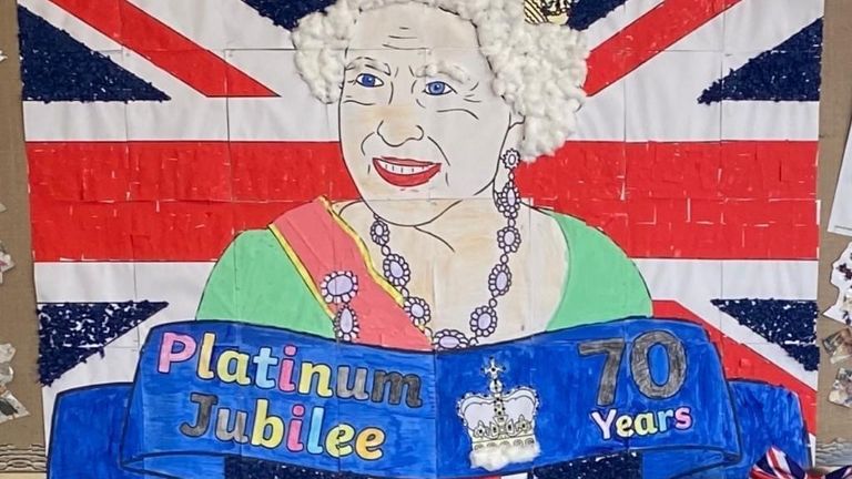 Children at Beach House Childcare Ltd in Rhyl, North Wales, took 32 sheets of A4 paper, cotton wool, tissue paper and tons of crayons to create this masterpiece to honour the Queen's Platinum Jubilee. Supplied by Louise McCabe-Allen