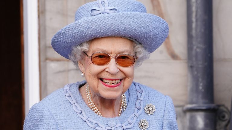 Queen Elizabeth II attending the Queen&#39;s Body Guard for Scotland (also known as the Royal Company of Archers) Reddendo Parade in the gardens of the Palace of Holyroodhouse, Edinburgh. Picture date: Thursday June 30, 2022.
