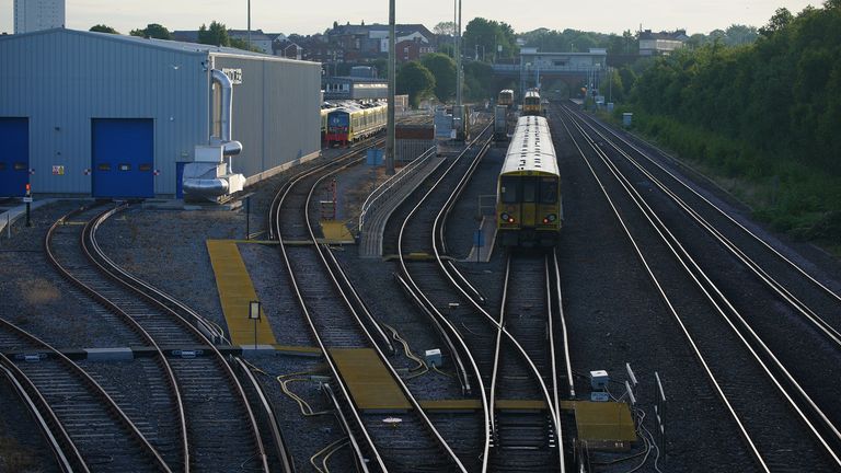 Merseyrail trains lined up on the track at Kirkdale Depot, as members of the Rail, Maritime and Transport union begin their nationwide strike in a bitter dispute over pay, jobs and conditions. Picture date: Tuesday June 21, 2022.