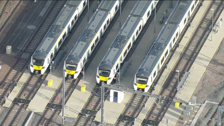 Trains parked at station