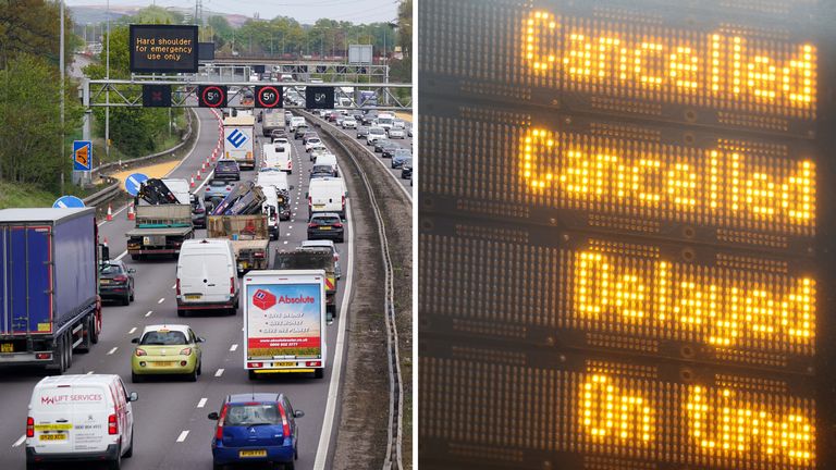 Rail strikes will cause traffic to surge, AA warns – as list of the most-affected roads is released