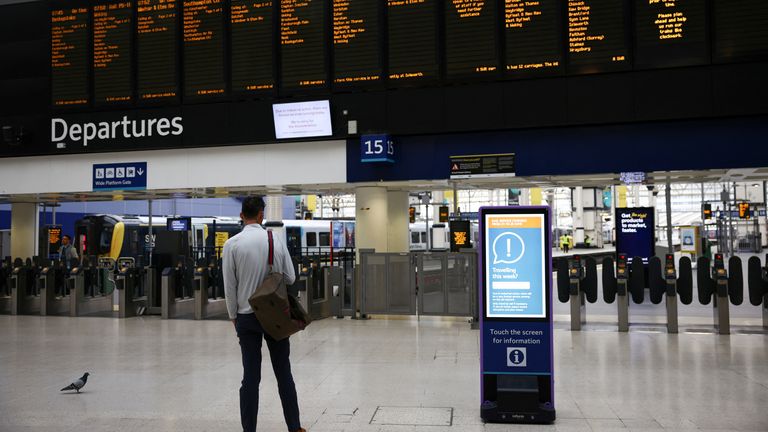 Waterloo station in London during the rail strikes