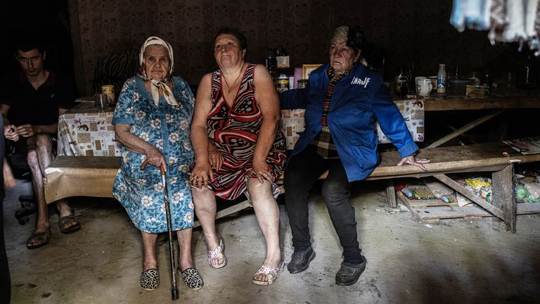 Nadezhda, her mother and others who don't want to leave, despite being given a chance to get to safety