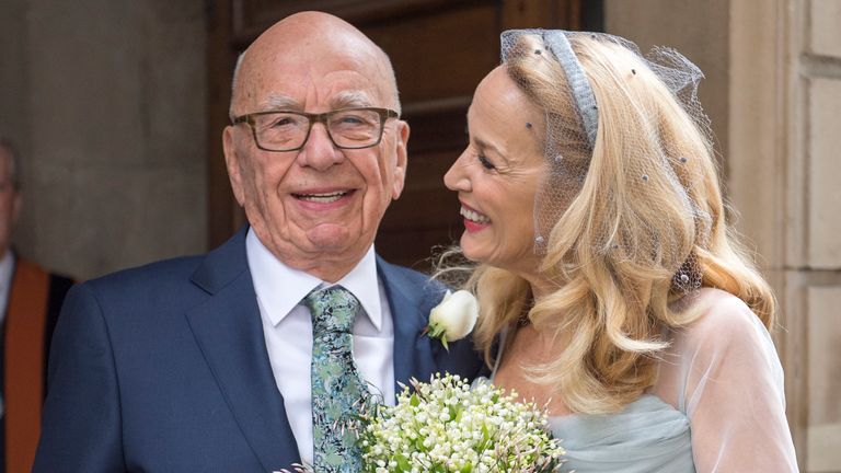 Rupert Murdoch and Jerry Hall tied the knot in March 2016. Pic: Arthur Edwards/The Sun/PA