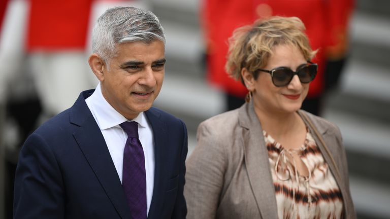 Mayor of London Sadiq Khan and his wife Saadiya