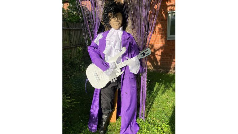 Undated handout photo issued by the Wellington Village Fun Week of a scarecrow figure of the musician Prince. A village in Herefordshire is celebrating the Queen&#39;s Platinum Jubilee with a royal-themed scarecrow competition, crafting 104 figures so far to stand watch ahead of the weekend. Wellington Village Fun Week is a local event organised every two years, and has this year been taken over by jubilee celebrations. Issue date: Wednesday June 1, 2022.
